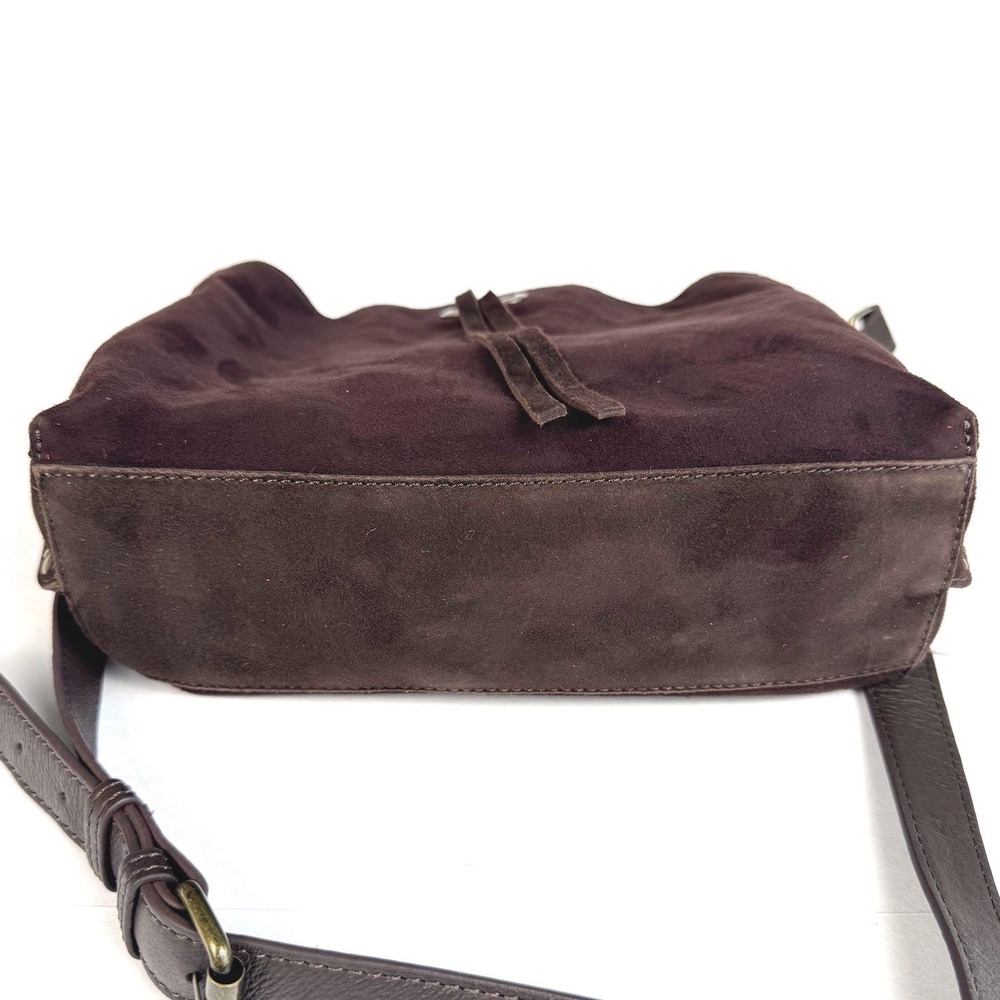 Harbour 2Nd Crossbody Chocolate Brown Suede Leather Brass Tone Studded Hobo Bag - Picture 6 of 16